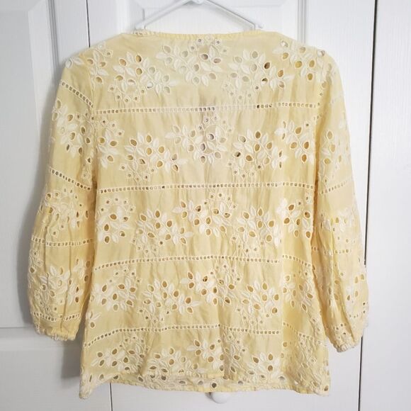 CHICOS Embroidered Light Yellow Blouse New with Tags - Picture 6 of 7